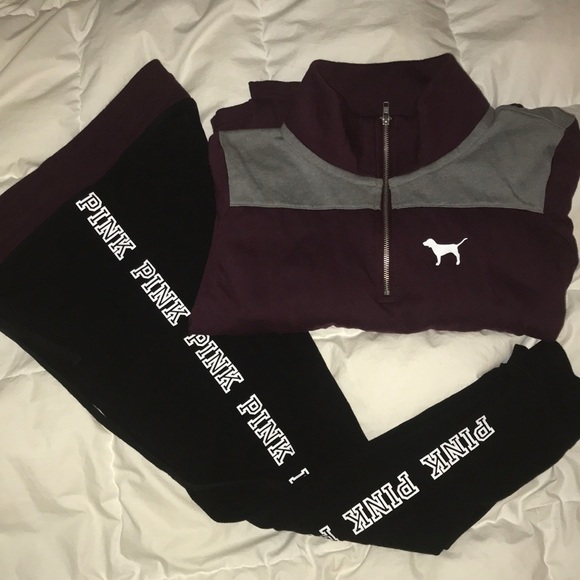 PINK Victoria's Secret Other - 💜 PINK joggers and half zip sweater Set 💜